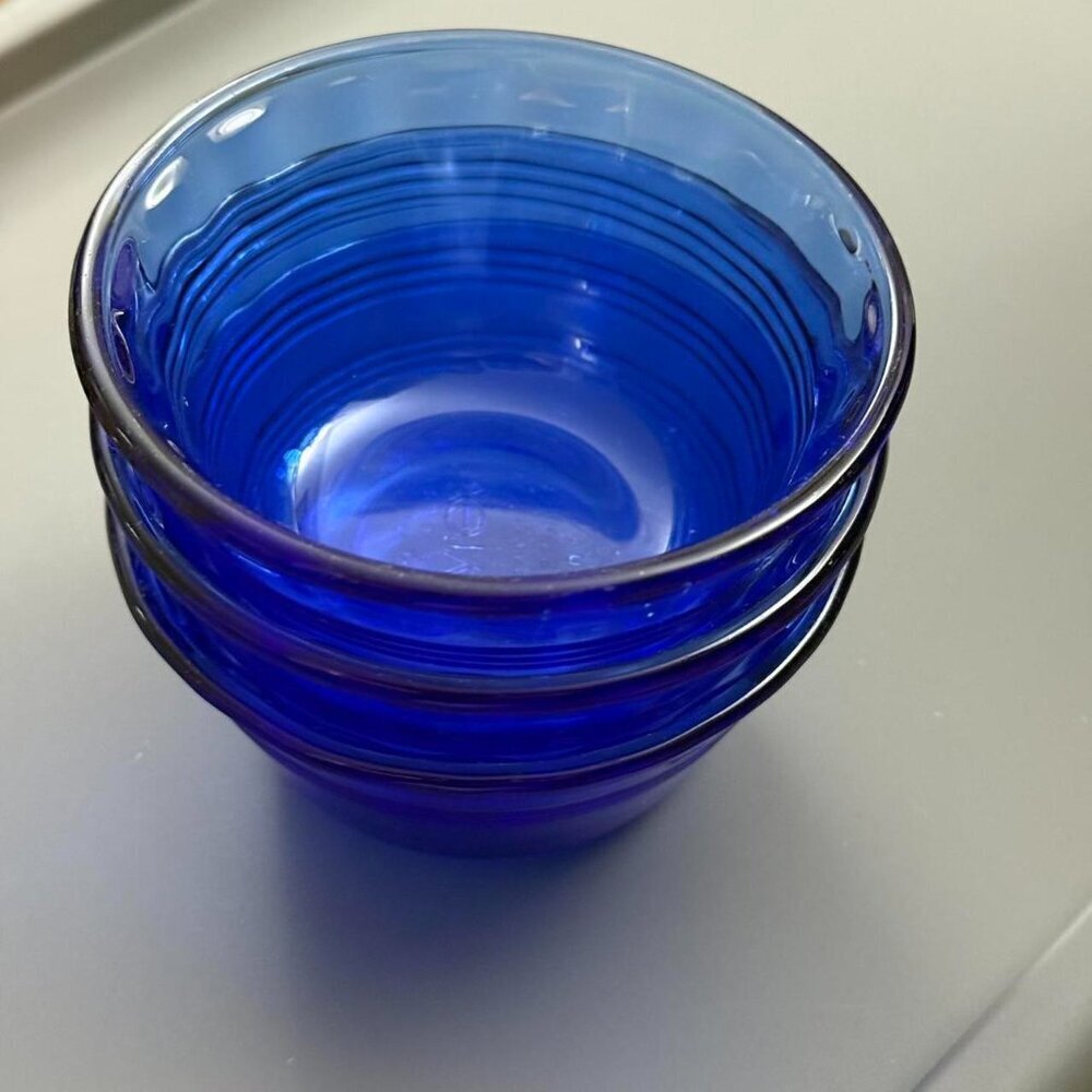 PYREX Vintage Glass Cobalt Blue Ramekin bowl 463 USA 6-oz 175ml Vintage Set 3 - Picture 7 of 7